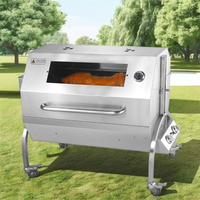60kg cochon tige électrique barbecue en acier inoxydable deux en un charbon de bois barbecue extérieur pour une utilisation à la maison