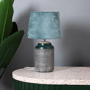批发廉价现代哑光深绿色陶瓷床头灯用于家居装饰