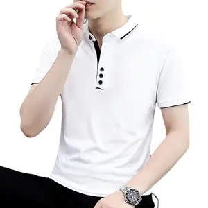 Men's short-sleeved T-shirt POLO shirt 2024 summer new solid color lapel leisure all match business short