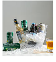 4L Transparenter Plastik-Bierkühler Wein-Getränke-Obstbehälter Doppelflaschen-Weinkühler für Club Outdoor Hochzeit Party Bar Picknick