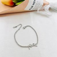 Bracelet pour femme en acier inoxydable avec charme en forme de lettre yl rétro en or, bijoux de marque avec logo, entièrement serti de diamants