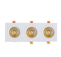 Spot LED réglable d'intérieur commercial Anti-éblouissement Rectangla Downlights Led plafonnier encastré COB trois têtes
