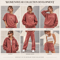 Ensemble de sweat-shirts personnalisés pour femmes, sweat-shirt à capuche en molleton lavé avec impression en relief, pantalon de survêtement à jambes larges, ensemble deux pièces à étiquette privée