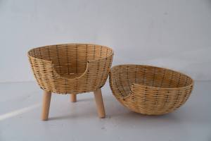 Ganzjahres-Haustier-Rattanhaus Umweltfreundliches Komfortables Erhöhtes Haustierhaus Komfortables Bett für Pelzige Freunde Weiden-Katzenhaus - Product Image 6
