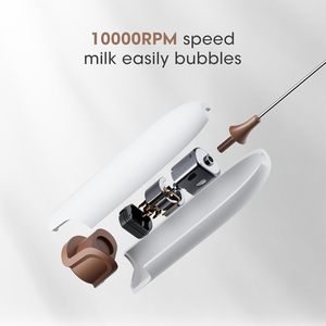 Electric Wood Milk Frother Coffee Tea Tools Eco-Friendly Classic Design Mini Portable <b>Battery</b> <b>Operated</b> Cream Whipping Handheld - Product Image 3