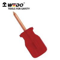 Tournevis cruciforme court OEM WEDO ATEX certifié BAM, de qualité industrielle, anti-étincelles, en cuivre au béryllium avec manche en plastique