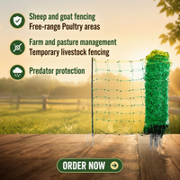 Pluimvee- en schapennet, kippengaas, 25 m elektrisch afrasteringsnet voor schapen en pluimvee