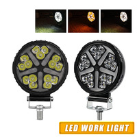 Phare de travail LED rond de 4 pouces à 15 perles, bicolore, pour camion tout-terrain et Jeep