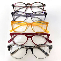 Stock promocional Mix Random $1 Precio barato Precio de descuento de acetato Marco óptico Estampado juvenil Gafas ligeras de borde completo
