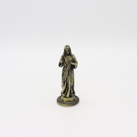 Statue Catholique Vert Antique 3D en Métal Doré, Ornements Bijoux, Décorations Maison Voiture Bureau, Artisanat, Figurine Croix