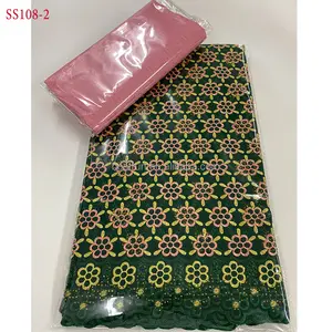 SS108 5+5Yards Swiss Voile Lace With Guipure Senegal Bazin Riche Fabric For Indian Women Traditional wedding