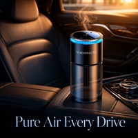 Diffuseur d'arômes pour voiture, humidificateur 180 ml, USB-C, porte-gobelet, désodorisant, LED bleue, commande tactile pour l'intérieur du véhicule
