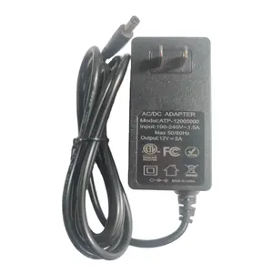 Adaptor Daya 12V 5A 60W AC/DC Adaptor 12Volt 5amp Catu Daya 12V 5A AC DC Adaptor dengan CE FCC GS ETL ROHS