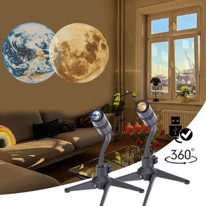 2 1 Design moderno LED USB cielo stellato proiettore luce notturna 360 terra girevole luna proiezione per la casa camera da letto decorazione ABS - Product Image 1