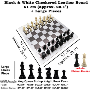 便携式儿童国际象棋套装 PU 皮革 9.5 厘米 51 厘米 黑白格纹棋盘 储物盒 额外棋盘棋子版 说明书 - Product Image 3