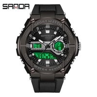 Montres-bracelets pour hommes Sanda 3123, montre sport numérique à quartz, double heure, LED analogique, étanche, Relogio Masculino pour hommes, Reloj