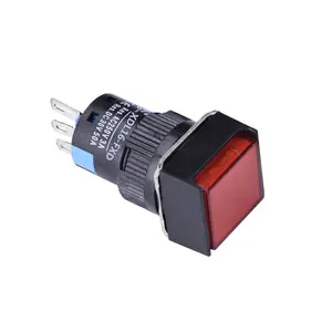 XDL16-FXD 24v 220v उपकरण प्लास्टिक एलईडी दीपक लाल वर्ग पुश बटन स्विच के साथ एलईडी सूचक प्रकाश
