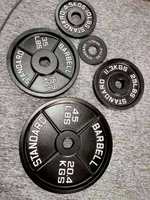 Ensemble de plaques de musculation en fonte de 45 lb, plaques de poids métalliques pour le fitness, plaques de poids courantes de 25 kg en vente