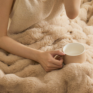 Dày Đầy Màu Sắc Bán Buôn Mùa Đông Ném Trang Trí Nội Thất Sofa Couch Giường Văn Phòng <span class=keywords><strong>Faux</strong></span> Thỏ Lông Bong Bóng Chăn - Product Image 4