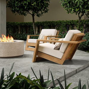 Moderna Poltrona da <span class=keywords><strong>Giardino</strong></span> <span class=keywords><strong>in</strong></span> <span class=keywords><strong>Legno</strong></span> <span class=keywords><strong>per</strong></span> Hotel, Parchi e Cortili, Sedia Singola da Esterno <span class=keywords><strong>in</strong></span> Teak Massiccio - Product Image 1
