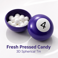 Boîte en métal en forme de boule de billard pour bonbons pressés, nouveauté, bonbons durs en tablettes pressées pour cadeaux de fête