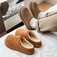 Sandales plates d'hiver confortables en faux daim avec logo personnalisé pour femmes, grandes tailles, doublure polaire, antidérapantes, pour intérieur et extérieur, mules sabots à enfiler, pantoufles de maison