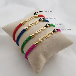 Personalizzato in acciaio inox fai da te nome ebraico Nameplate bracciale senza dissolvenza personalizzato colorato corda di amicizia braccialetto per le donne ragazze