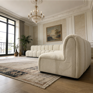 Canapé modulaire en tissu bouclé courbé moderne, grand canapé en forme de U, ensemble de meubles de salon, villa de luxe, hôtel - Product Image 3