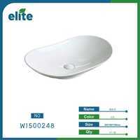 Elite Ceramic Basin Oval Vessel Drop In Polished Finish Bathroom Sink Minimalist Design 30-35cm - Product Image 1