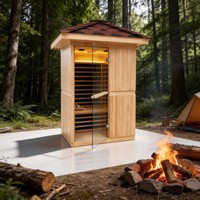 Rumah Sauna Uap Kering Inframerah Jauh 2 Orang dari Kayu Hemlock Kanada Solid Ramah Lingkungan Gaya Cina, Set Lengkap, Mudah Dipasang, dan Dapat Dioperasikan dengan Steker Listrik
