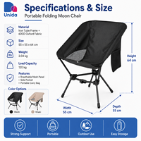 Chaise pliante portable avec sac de transport, poche latérale et maille respirante pour le camping, la plage et les pique-niques