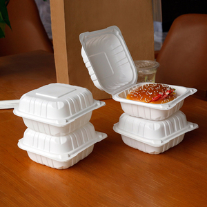 Caja de concha de embalaje de 5 pulgadas blanca caja para <span class=keywords><strong>hamburguesas</strong></span> contenedor desechable de alimentos microondable - Product Image 3