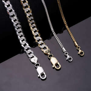 Prodotti di Tendenza Collana con Catena Franco in Argento Sterling 925 Placcato Oro 10k con Chiusura a Artiglio per Uomo - Product Image 3