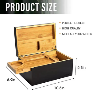 Tre Stash Box với phụ kiện cán khay mùi bằng chứng tre Stash Box <span class=keywords><strong>Kit</strong></span> Set Organizer - Product Image 4