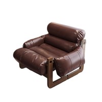 Fauteuil inclinable moderne en bois massif et PU, style vintage, pour salon, chaise de loisirs individuelle, avec fonction de sommeil, pour balcon, mobilier de maison