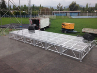 Podium de scène en verre acrylique transparent de 1,22 x 1,22 m, en aluminium, pour concerts en plein air, événements, danse, plateforme de scène pour piscine