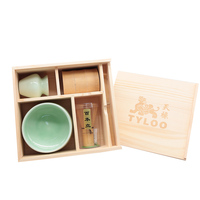 Bol et fouet à matcha réutilisables Newell, fouet en bambou artisanal doré de qualité supérieure, ensemble traditionnel Chashaku avec boîte en bois