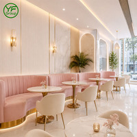 Maßgefertigte Restaurant-Möbel Edelstahl-Basis Rosa Samt-Stoff Sitzbank für Bistro Hotel