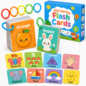 Cartes flash personnalisées <span class=keywords><strong>pour</strong></span> enfants avec boucle à anneau, cartes d'apprentissage cognitif multi-thèmes, cartes flash <span class=keywords><strong>pour</strong></span> tout-petits, éducation précoce - Product Image 1