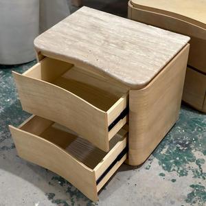 Modern Minimalist Curved Bedside Cabinet 2 Drawers Marble Top <strong>Night</strong> <strong>Stand</strong> for Hotel - Product Image 6