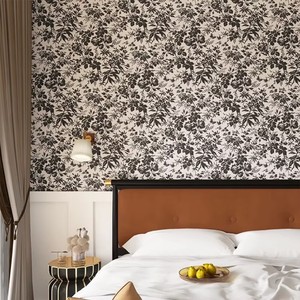 <span class=keywords><strong>Papier</strong></span> <span class=keywords><strong>peint</strong></span> mural floral <span class=keywords><strong>noir</strong></span> <span class=keywords><strong>et</strong></span> <span class=keywords><strong>blanc</strong></span>, style vintage botanique, non tissé, pour chambre à coucher - Product Image 2