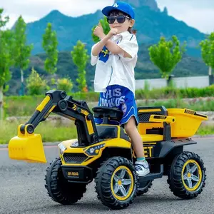 소년을위한 초대형 어린이 전기 굴삭기 원격 제어 비치 카는 바퀴로 구동되는 사람들을 수용 할 수 있습니다