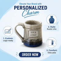 Mug à bière rustique en grès de 650 ml avec logo personnalisé, tasse à café en céramique artisanale avec glaçure réactive pour cadeaux promotionnels