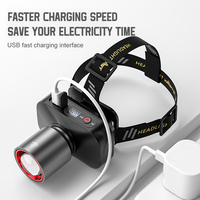 Lampe frontale LED super lumineuse avec zoom, étanche, rechargeable et portable, avec affichage de la batterie rotatif