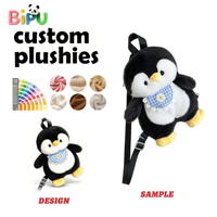 Sac en peluche OEM : Fabricant de sacs à dos en peluche personnalisés en forme de pingouin, sac à bandoulière en coton doux et adorable, fabrication OEM selon votre design