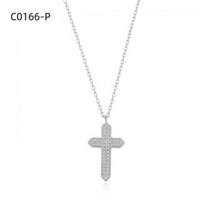 Amy Amy <b>Cross</b> Pendant Necklace Rhodium Plated Cubic Zirconia Women's Religious Jewelry Everyday Wearing Gift - Product Image 1