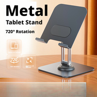 Support de téléphone et tablette pliable en aluminium réglable en hauteur avec rotation à 360 degrés pour le jeu et les téléphones et tablettes