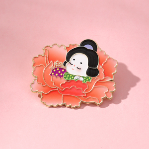 Yini ปิ่นเคลือบสไตล์จีน-เข็มกลัดชุบสังกะสีผสมในรูปดอกโบตั๋นของขวัญที่มีชีวิตชีวาและทนทานสำหรับคอลเลกชันพร้อมเสน่ห์แบบตะวันออก - Product Image 3
