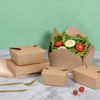 Boîte à lunch carrée jetable en papier kraft 32 oz, style luxueux, recyclable et biodégradable, écologique pour les restaurants et les plats à emporter