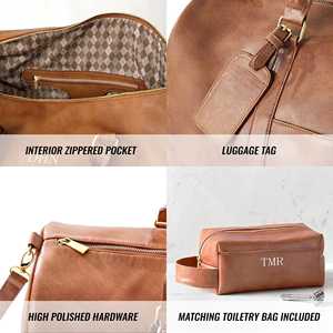 Bolsa de Viaje Personalizada Unisex de Cuero Marrón con Cierre y Letra, de Alta Calidad, para Regalo de Cumpleaños o Navidad - Product Image 5